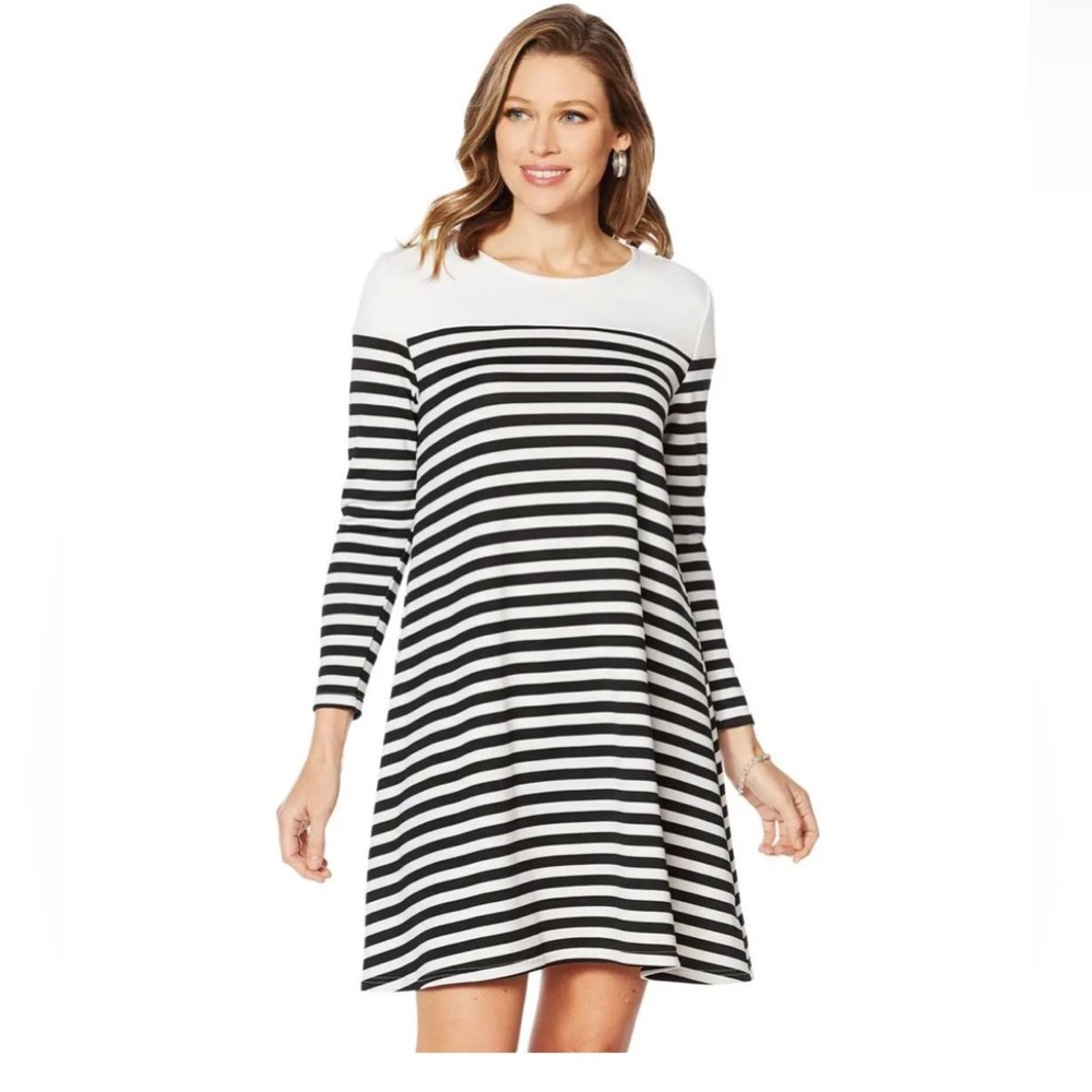 Caya Costa - Long Sleeve Stripe Dress with UV Protection, 2X